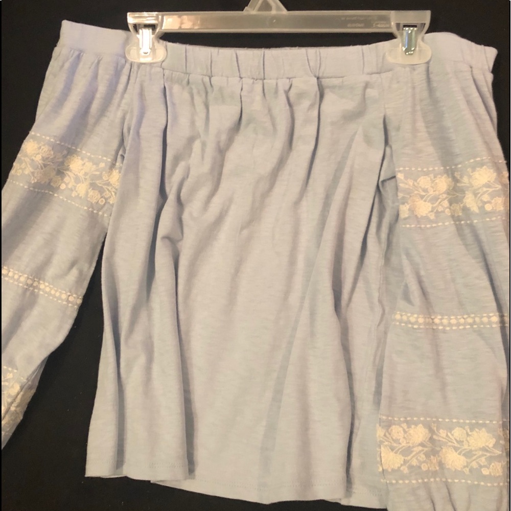 Light blue off the shoulder long sleeve